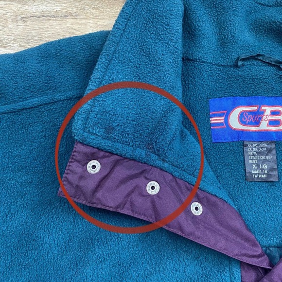 Vintage Green 1/4 Snap Anorak Fleece Pullover Jacket Sweater Size XL - Picture 10 of 10